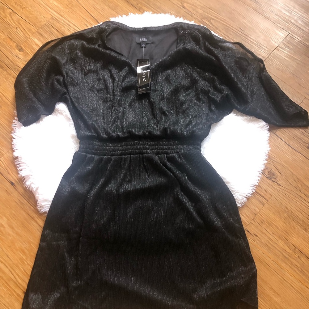 Chic Black and Metallic Silver Dress with Rhinestones